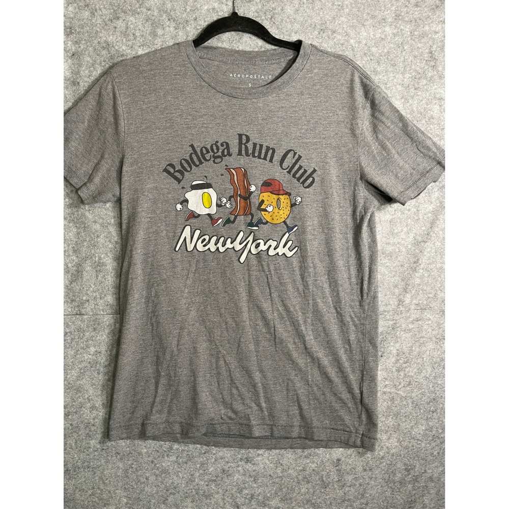 Aeropostale Mens Bodega Run Club New York‎ Graphic T-Shirt Gray Small
